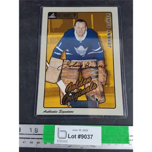 Pinnacle BeeHive Autographed Johnny Bower Oversized Hockey Card - CANNOT AUTHENTICATE