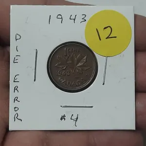 1943 Canada One Cent - Die Error.