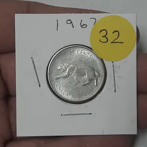 1967 Canada Silver 25 Cents.