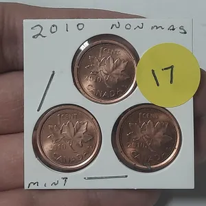(3) 2010 Canada Small One Cent - Non-Magnetic.