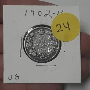 1902-H Canada Silver 25 Cents.