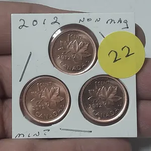 (3) 2012 Canada Small One Cent - Non-Magnetic.