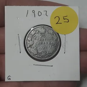 1907 Canada Silver 25 Cents.
