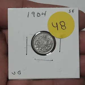 1904 Canada Silver 5 Cents.