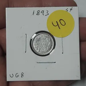 1893 Canada Silver 5 Cents.