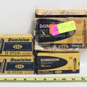 4 EMPTY DOMINION AMMO BOXES