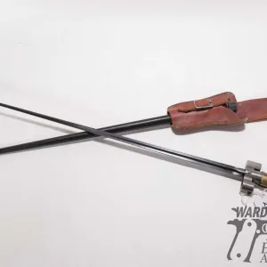 French model 1886 Lebel rifle bayonet w/ 20 1/2" cruciform blade, brass handle, scabbard and frog. S
