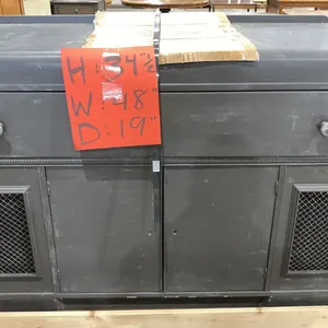 PAINTED GREY ANTIQUE BUFFET CABINET