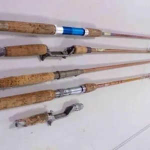 4 Fishing Poles No Reels & Piece of Handle