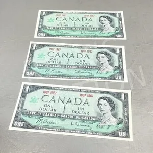 3 Canadian 1967 centennial $1 bills