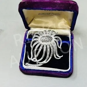 vintage 925 sterling floral design brooch