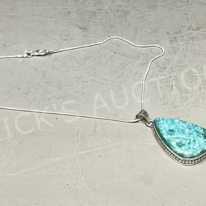 Amazonite & silver pendant & chain