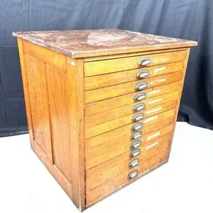 Antique Oak 12-drawer flat file cabinet 29"W x 27