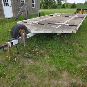 2012 Sled Bed Aluminum Snowmobile Trialer, 4 Tie Downs, Rear Ramp, 20.5x8.0-10 Tires on 5 Bolt Rims
