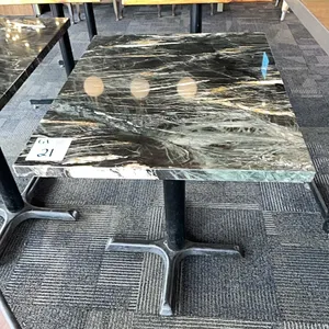 1 Single Pedestal Restaurant Table, won’t blow away! granite top, 23x28x29.5” tall, 1-1/8” thick top, metal base