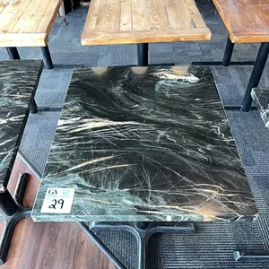 1 Single Pedestal Restaurant Table, won’t blow away! granite top, 23x28x29.5” tall, 1-1/8” thick top, metal base