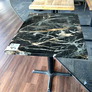 1 Single Pedestal Restaurant Table, granite top, 23x28x29.5” tall, 1-1/8” thick top, metal base