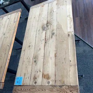 1 double pedestal restaurant table, 49x25x30”, wooden top 1-1/4” thick
