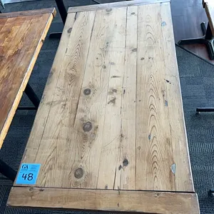 1 double pedestal restaurant table, 49x25x30”, wooden top 1-1/4” thick