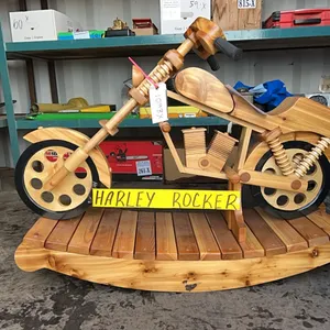 APPROX 40" HARLEY STYLE WOODEN MOTORCYCLE ROCKER