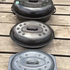 3 enamel roaster pans