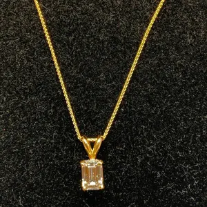 Diamond Pendant Emerald 1 Carat Lab Grown 14k Yellow Gold Necklace