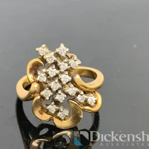 14KT Yellow Gold Diamond Cocktail Ring 5.6 Grams