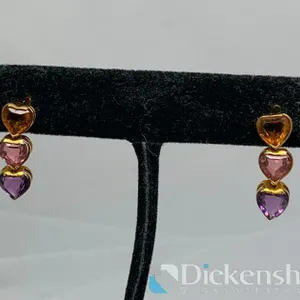 18kt Yellow Gold Hearts Shape Drop Earrings
