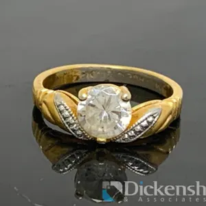 Gold Tone Engagement Ring With Clear Stone
