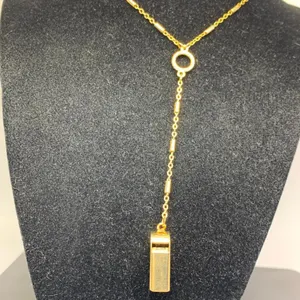 Gold Tone Necklace With Whistle Pendant