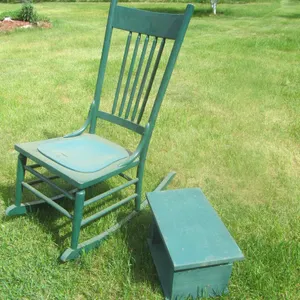 Small Painted Wood Rocking Chair w/Foot Stool