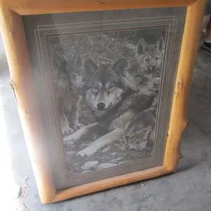 Wolf Print w/Log Frame