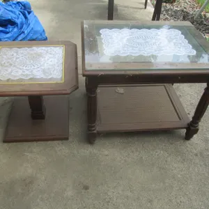 (2) Glass-Top Side Tables