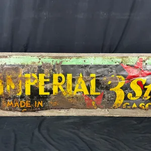 ORIGINAL IMPERIAL 3 STAR GASOLINE SIGN MOUNTED ON BARNWOOD 6FT X 2FT
