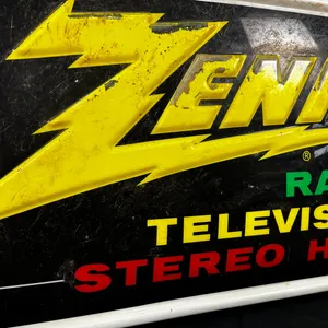 LARGE VINTAGE ZENITH RADIO TELEVISION STEREO HI-FI SIGN 70" X 37"