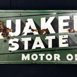 LARGE ORIGINAL QUAKER STATE MOTOR OIL SIGN 70" X 34"