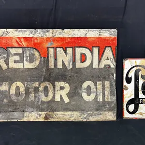 RED INDIAN MOTOR OIL SIGN & IMPERIAL OIL/POLAR SIGN