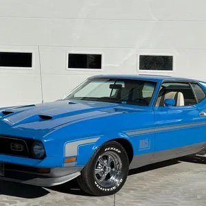 NO RESERVE 1971 FORD MUSTANG MACH I GRABBER BLUE 4 SPEED