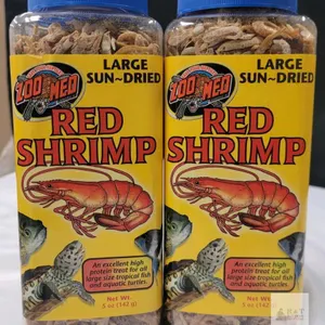 2 New Zoo Med Large Sun-Dried Red Shrimp for Tropical Fish & Aquatic Turtles , 142g Containers