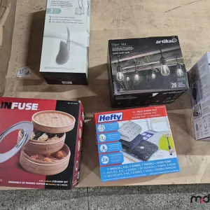 Solar String Lights, Bamboo Steamer Set, Steam Iron, Shrink-Pak Kit & Toilet Brush
 UNRESERVED