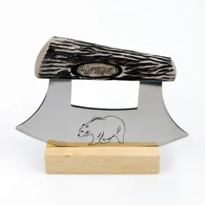 VINTAGE ALASKAN ULU KNIFE WITH DISPLAY STAND