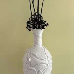 White Floral Vase with Dried Flowers