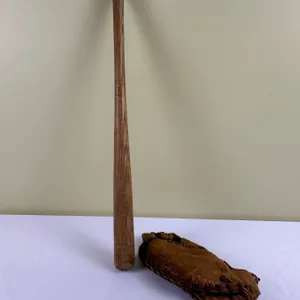 Vintage Kids Baseball Bat and Glove