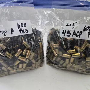 2 bags containing 1200 .45 ACP brass
