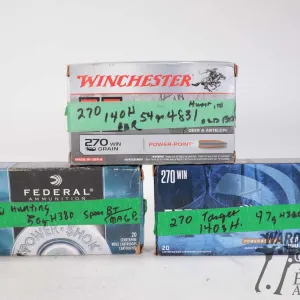 Bag containing 60 count of .270 win reloads