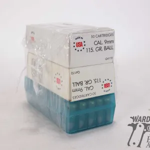 Three full 50 count packs of 9mm 115 gr (2 ball ammo 1 jacketed)