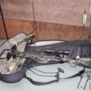 Parker crossbow w/ 175 weight and scope. Comes w/ soft case, 5 arrows and holder. Serial #447-10259