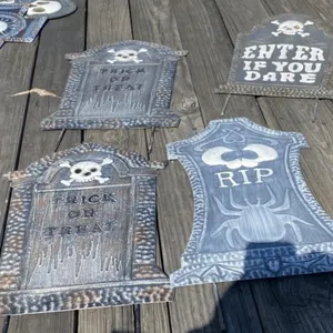 4 - Metal Halloween Headstones