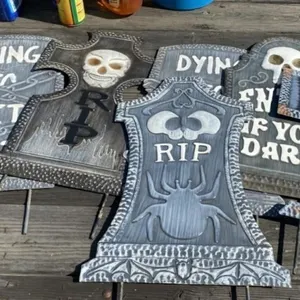 6 - Metal Halloween Headstones