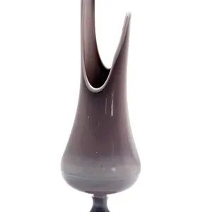 Vintage MCM Purple Slag Glass Swung Vase 15”